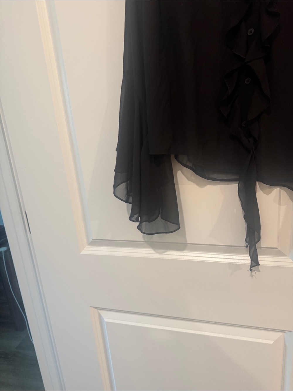 Torrid Sheer Ruffle-Front Blouse - Black - Picture 7 of 9